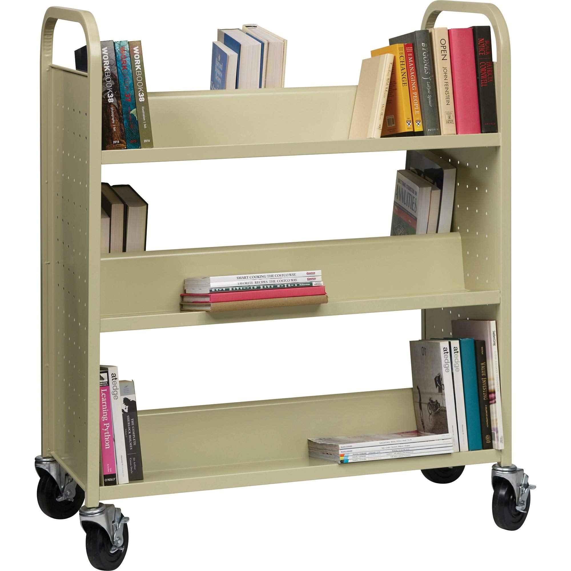 Amazon.com: Lorell Double-Sided Book Cart, Putty : Office Products